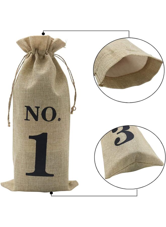 LAMAY 10pcs Jute Wine Bags, 14 x 6 1/4 inches Hessian Numbered Wine Bottle Gift Bags with Drawstring for Blind Wine Tasting (Brown) - Image 3